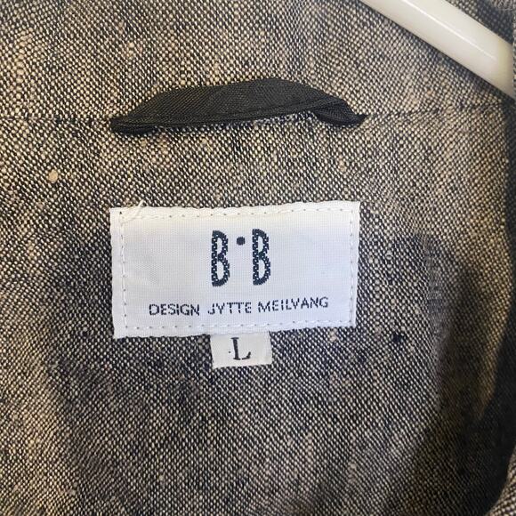 BB Design Jytte Meilvang Gray Pure Linen Button Front Blazer Jacket Size Largeb - Picture 6 of 8